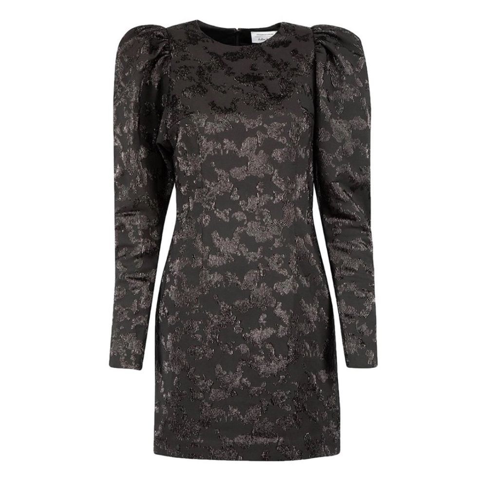 & OTHER STORIES Black Jacquard Puff Sleeve Mini Dress